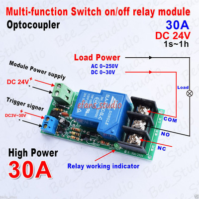 DC 12V 24V Trigger Delay Time Timer Relay Switch Turn On OFF Module High Power