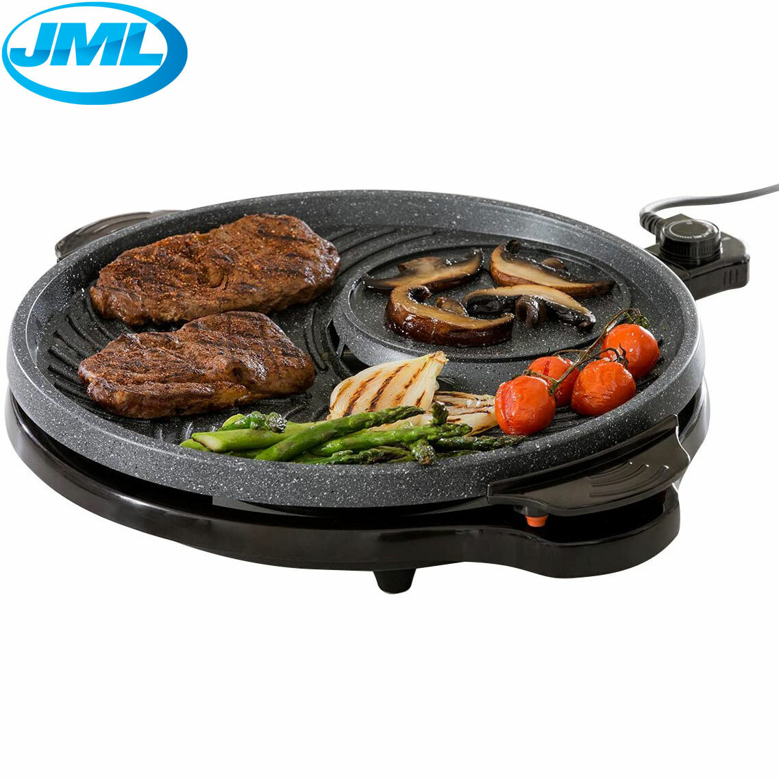 JML Grill Circle XXL Elektro Tisch Grill Kochplatte Fondue Raclette BBQ Antihaft