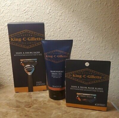 King C Gillette Shave & Edging Razor  precision trimmer, shave gel, 5 blades men