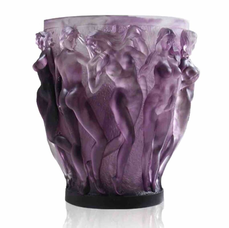 Xl Lalique Style Naked Ladies Purple Ombré Crystal  Vase 11lb w7”H10”tall