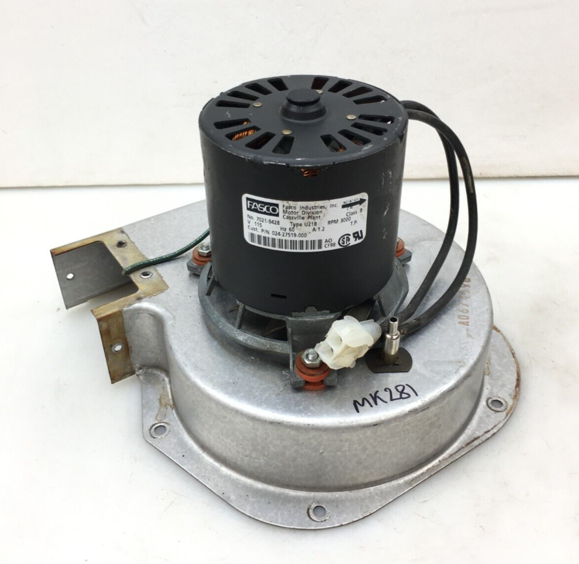 Draft Inducer Blower Motor 024-27519-000 Used #mk281