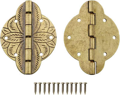 2PCS Antique Brass Small Hinges Furniture Cabinet Drawer Door Jewelry Box  Gift