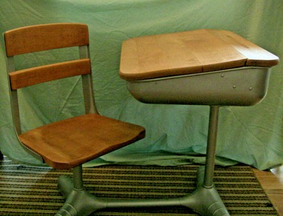 old school desk and chair