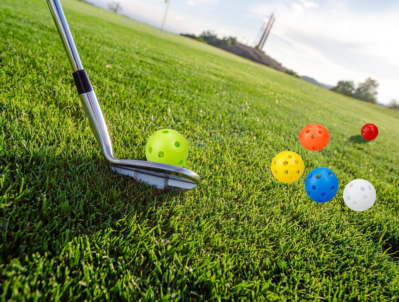 90 Pack Colorful Plastic Practice Golf Balls Airflow Hollow Training Golf Balls
