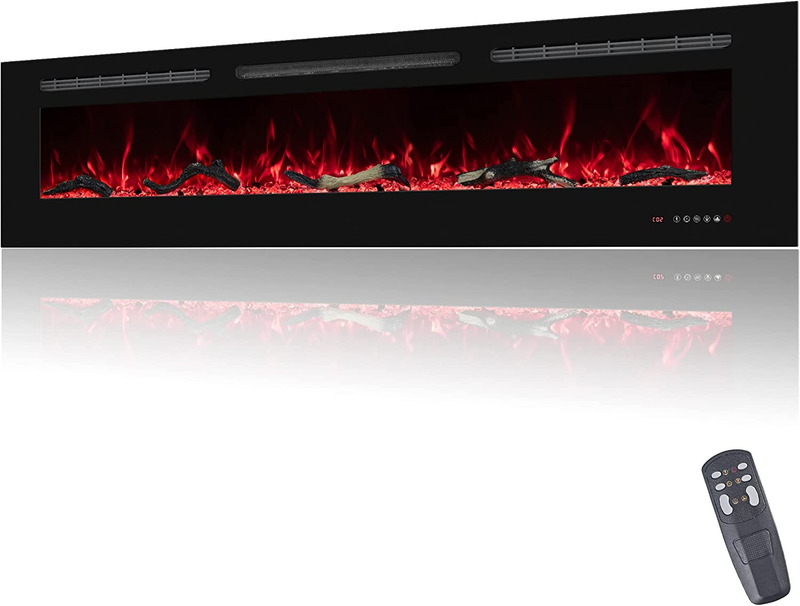 72Inch Electric Fireplace in Wall Recessed and Wall Mounted Fireplace Electric,