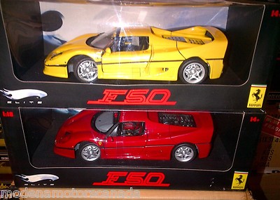 LOT OF 2 MODELS FERRARI F50 RED & YELLOW by HOT WHEELS ELITE