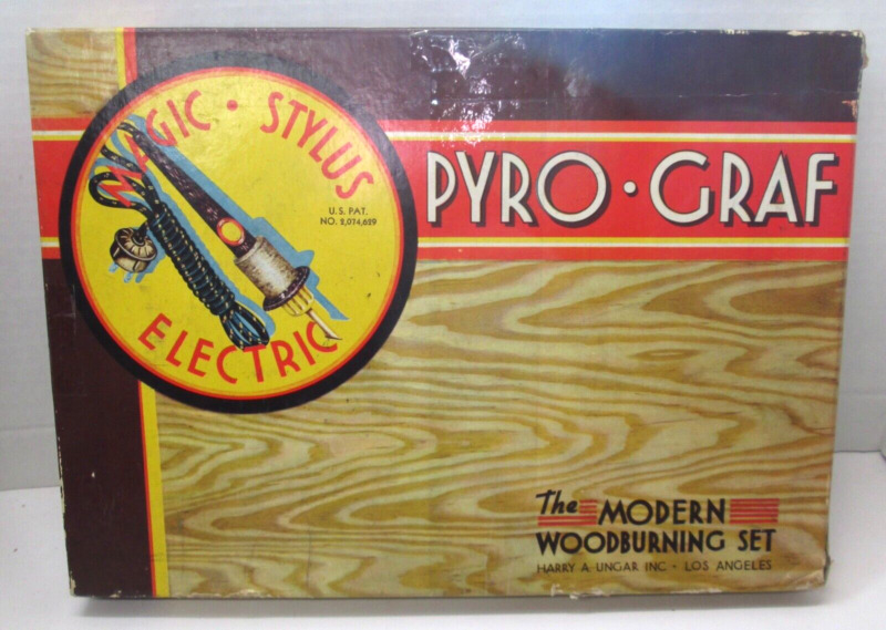 Vintage Harry Ungar Wood Burning Kit  with 5 Wood Plaques & Wood Burning Tool