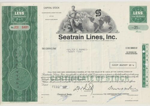 Wholesale Lot of 10 Seatrain Lines, Inc. Stock Certificates