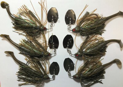 Bladed Swim Jig  WEEDLESS Green Pumpkin Flash  3/8 & 3 1/2 w/Trailer