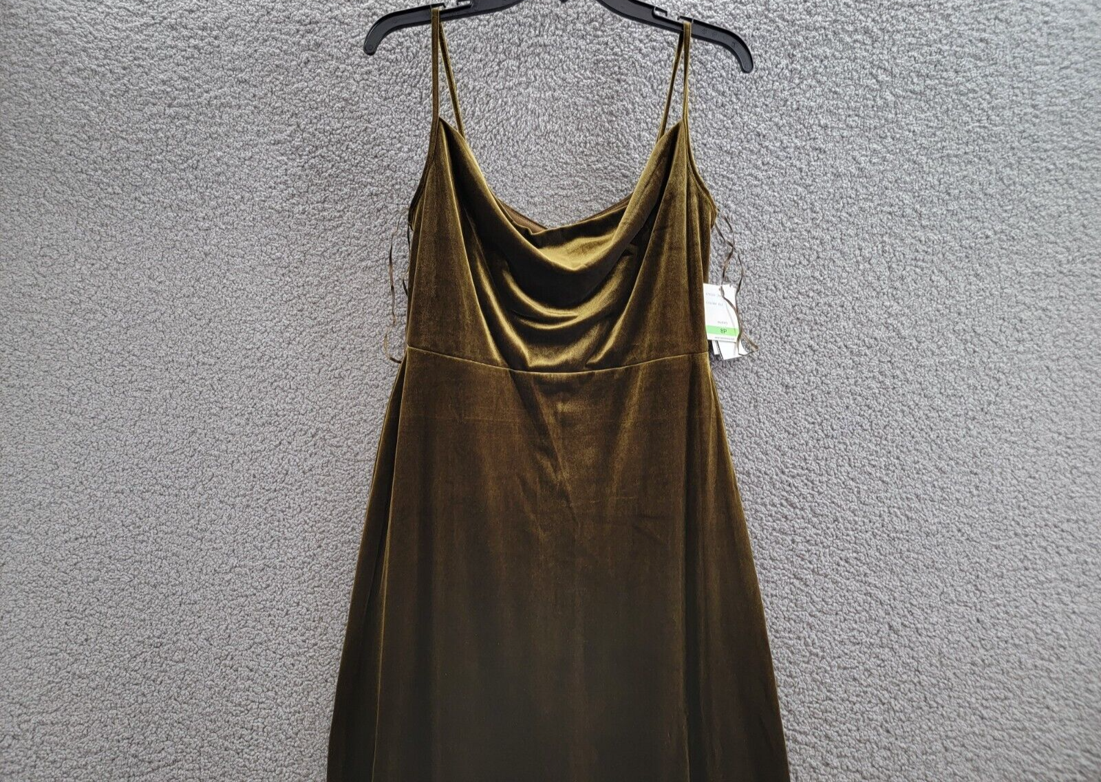 Taylor Petite Cowl-Neck Sleeveless Midi Velvet Dress Women's 8P Olive Back Zip~ - Picture 3 of 16