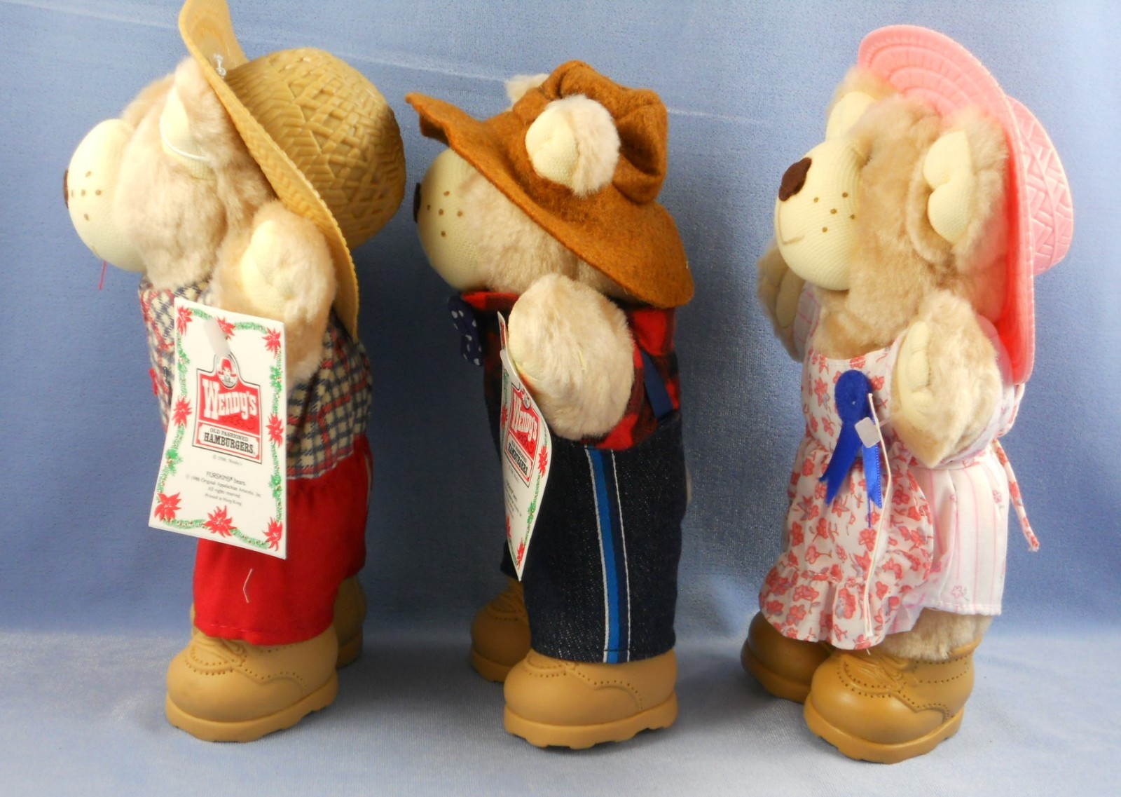 Lot of 3 1986 Wendys FURSKINS BEARS Boone Farrell Hattie w/ Tags- Original Bags