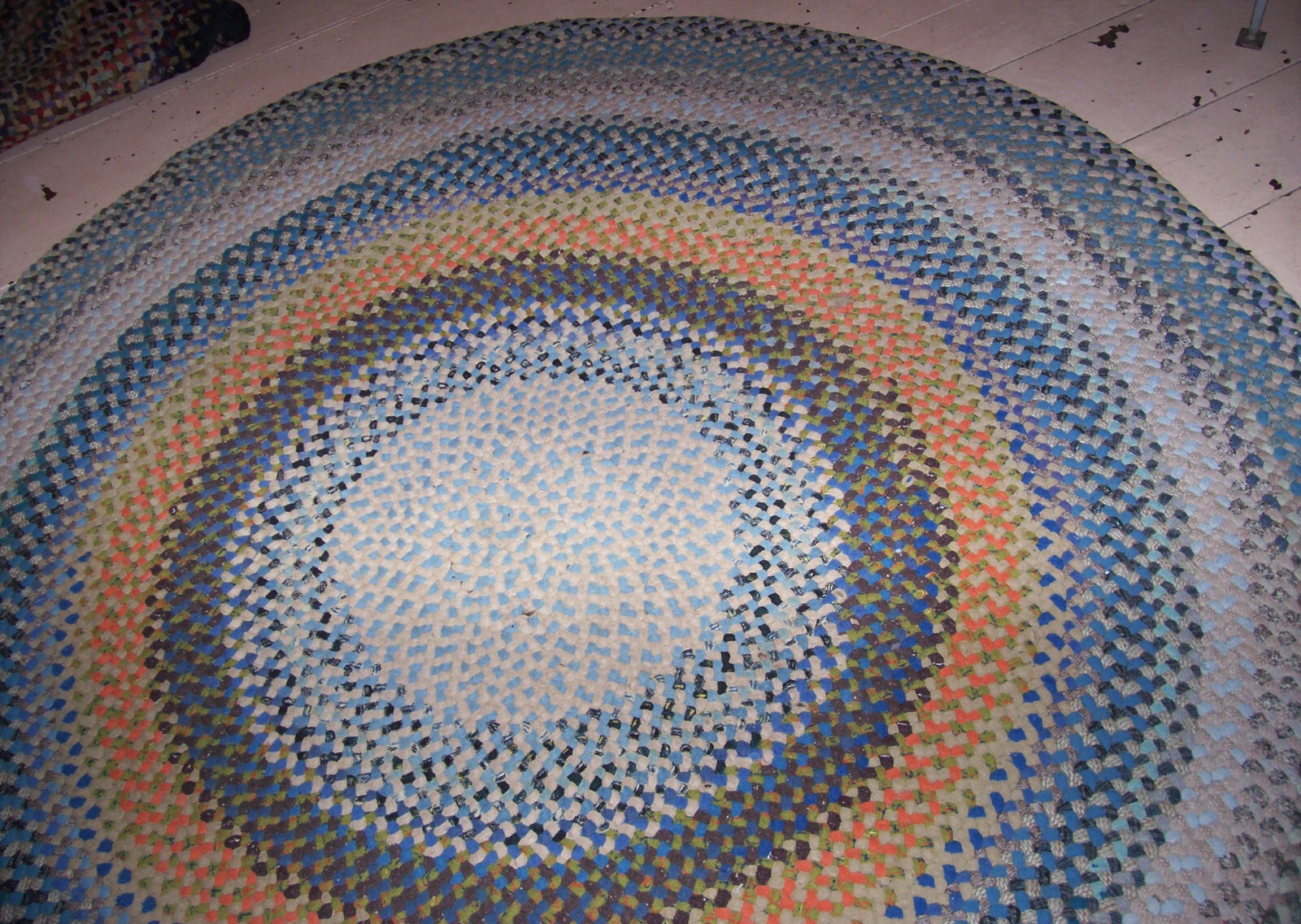 Vintage Antique Hand Handmade Circle Wool  Braided Rug 5'7