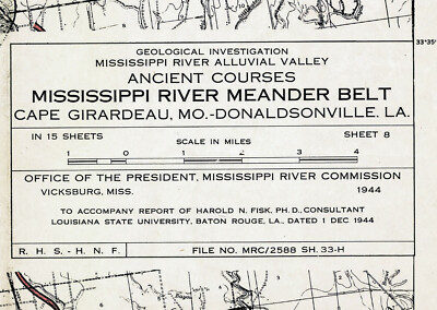 Sheet 8 - 1944 Harold Fisk Map Mississippi River Meander Belt Mississppi Valley