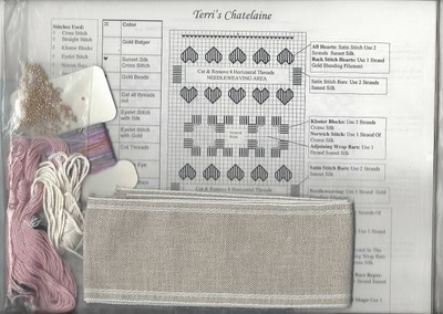 TERRI'S CHATELAINE HARDANGER Embroidery Kit # K284 Beading New in Pkg.