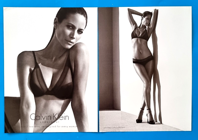 CALVIN KLEIN Underwear Bra Panty Christy Turlington Magazine Print AD D731