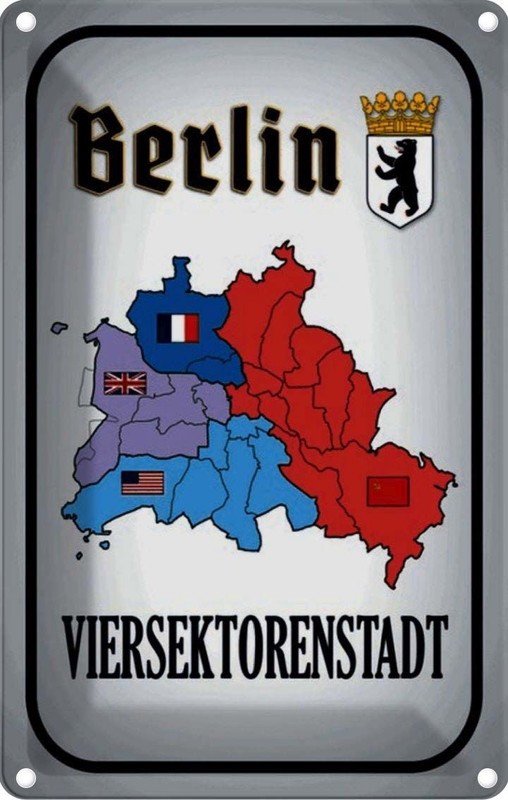 Blechschild 18x12 Cm Berlin Viersektorenstadt Deko Geschenk Metall Schild