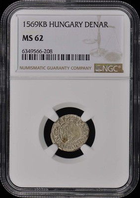 1569KB Hungary Denar Maximilian II Madonna and Child NGC MS 62