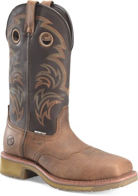 Pre-owned Double-h Boots Men's 13” Farson Composite Toe Waterproof Stockman Work Boot In Brown
