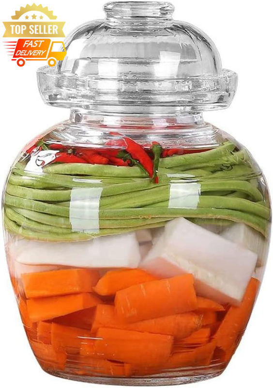 2.5L Glass Fermentation Jar with Lid, Pickles, Kimchi, Sauerkraut, Kombucha