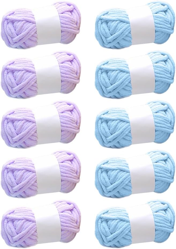 10Pcs Pure Cotton Crocheting Yarn, Bulky Thick Fluffy Ball of Yarn for Knitting,