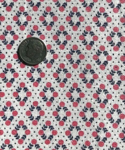 Vintage Partial Feed Sack LovelyVery Small Floral in Navy &  Red  21"x18"