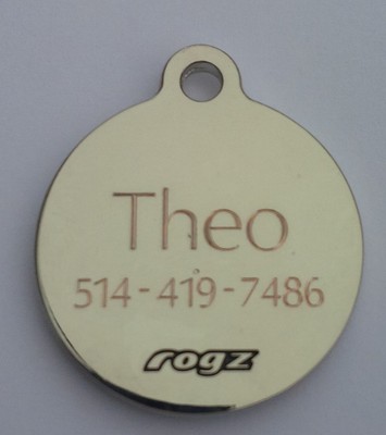 ROGZ Pet Tag ENGRAVED  large  WHITE BONE
