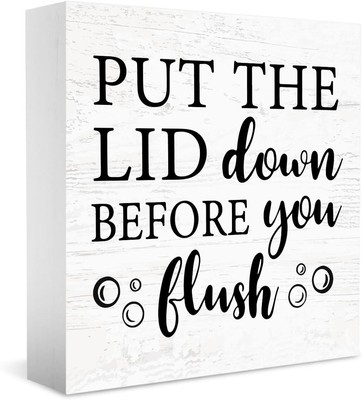 Put The Lid Down Before You Flush Sign Funny Bathroom Decor 