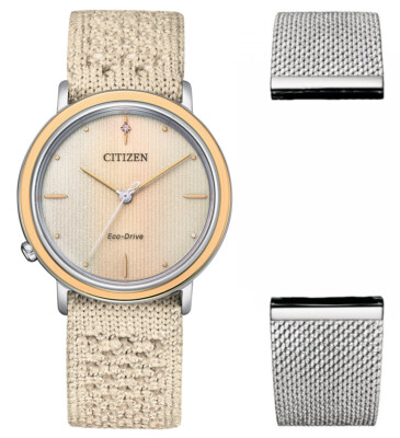 Pre-owned Citizen Beige Womens Analogue Watch L Ambiluna Collection Em1006-40a