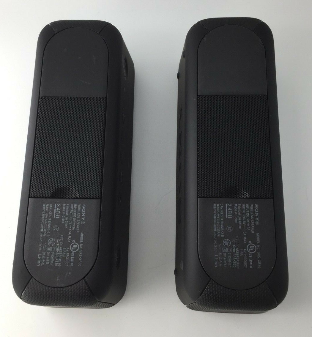 LOT OF 2 SONY SRS-XB30 SPEAKERS (BLACK) - FOR PARTS/REPAIRS-SOLD AS IS
