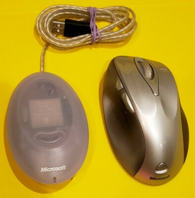 Full Size Microsoft Wireless HD Laser Mouse 6000 PC Mac USB Ergonomic Silver EUC