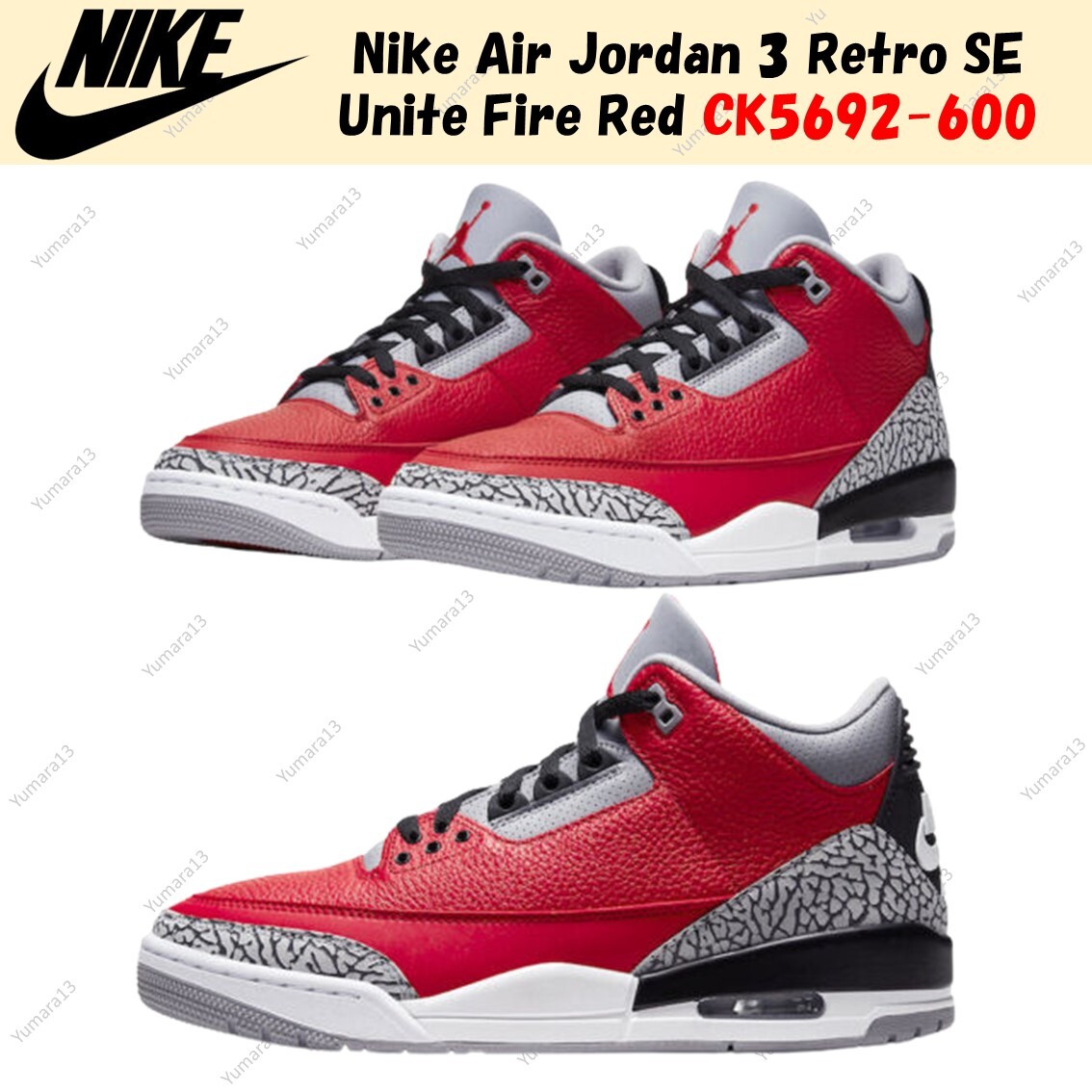Nike Air Jordan 3 Retro SE Unite Fire Red CK5692-600 Men's