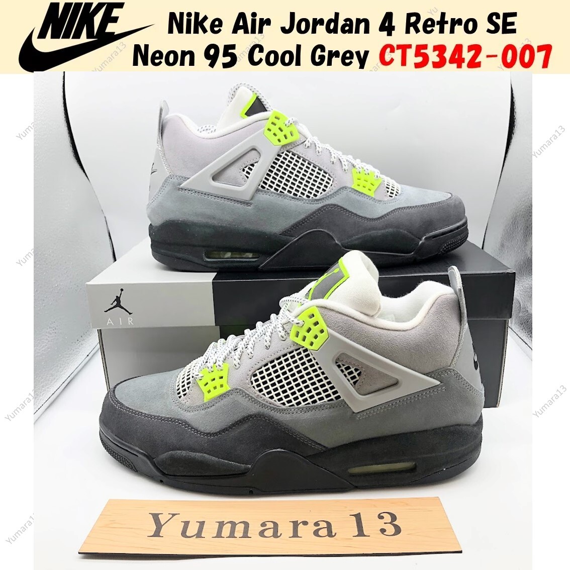 Nike Air Jordan 4 Retro SE Neon 95 Cool Grey CT5342-007 Men's Size | eBay UK