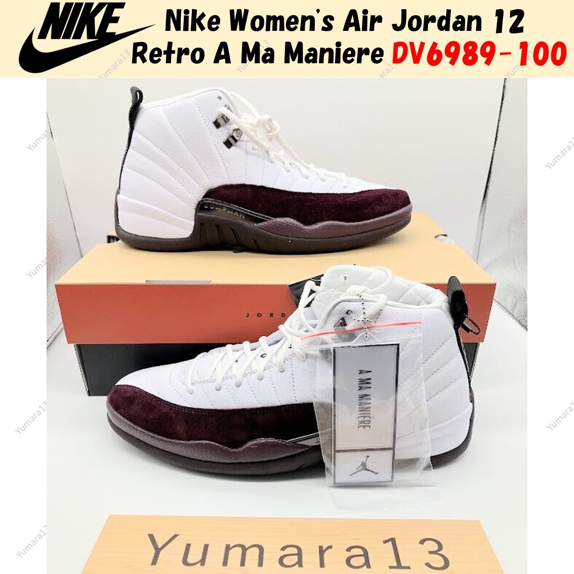 Nike Women's Air Jordan 12 Retro A Ma Maniere White Burgundy