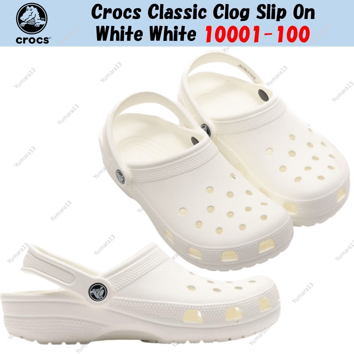 Crocs Classic Clog Slip On White White 10001-100 Unisex Size