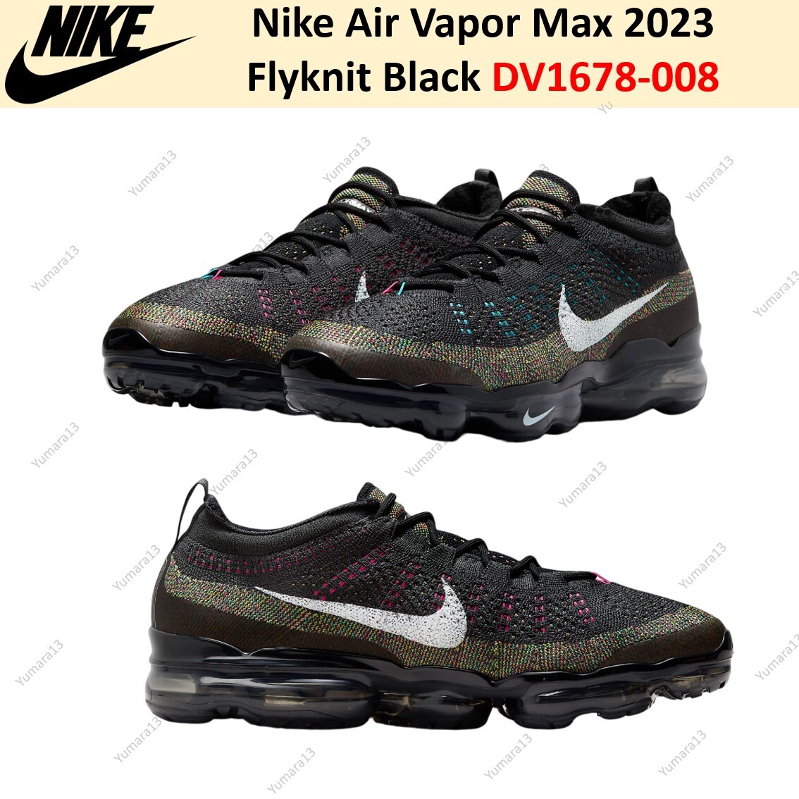 Nike Air Vapor Max 2023 Flyknit Black DV1678-008 Men's Size