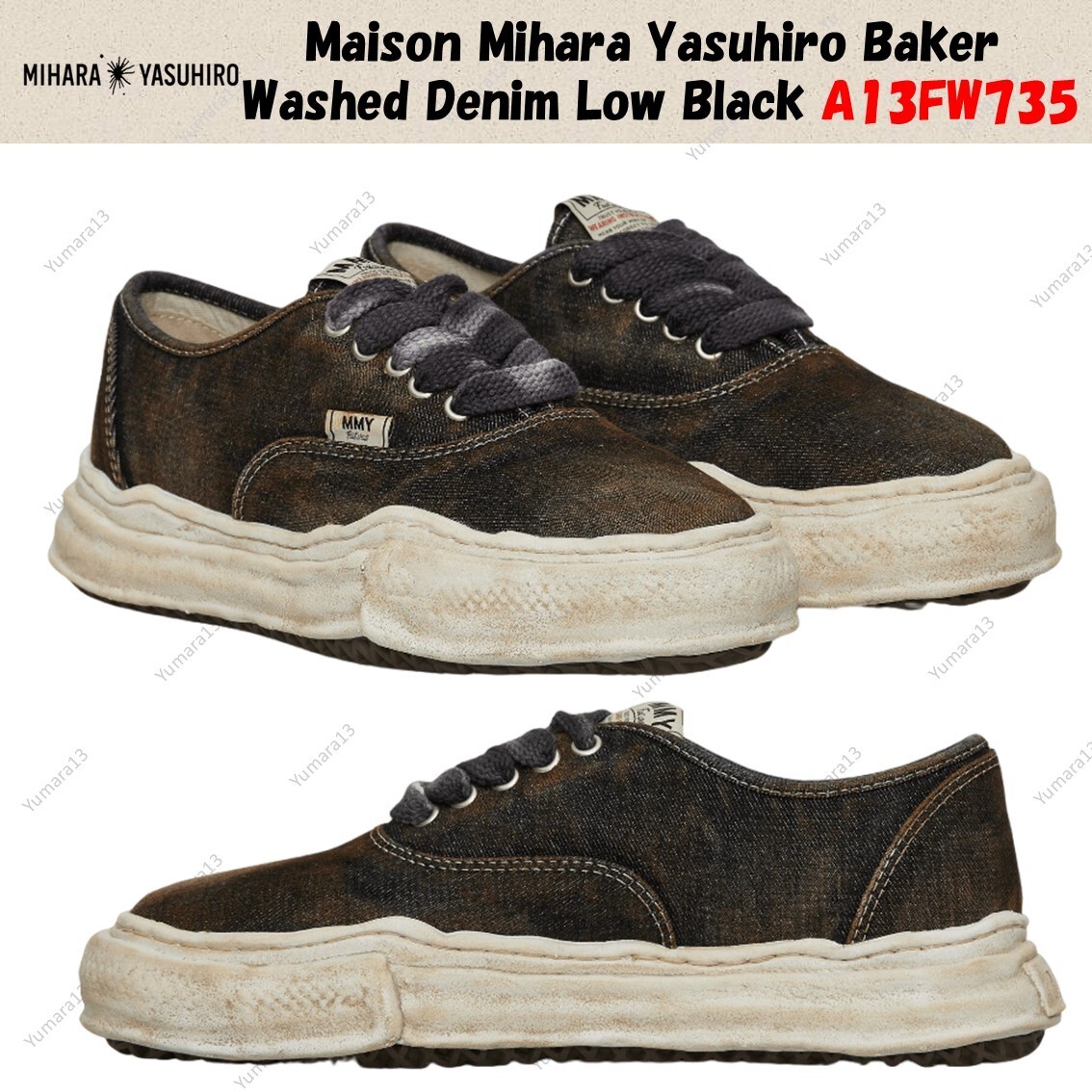 MIHARA YASUHIRO｜SNEAKERS (A09FW735 BLACK) Buy Maison Mihara Yasuhiro Baker OG Sole Vintage Canvas Low