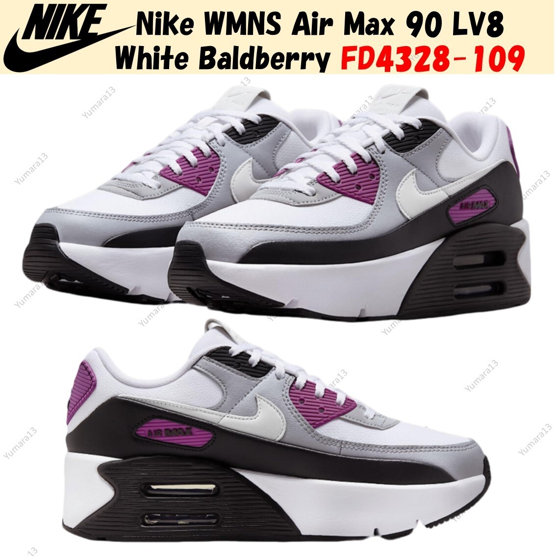 Nike WMNS Air Max 90 LV8 White Baldberry FD4328-109 Women's