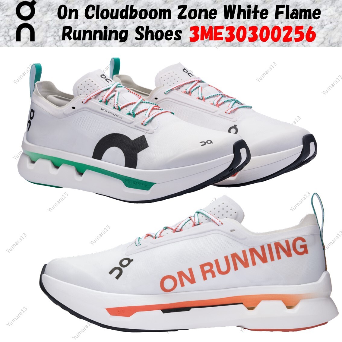 Pre-owned On Cloudboom Ze White Flame Running Shoes 3me30300256 Men's Size