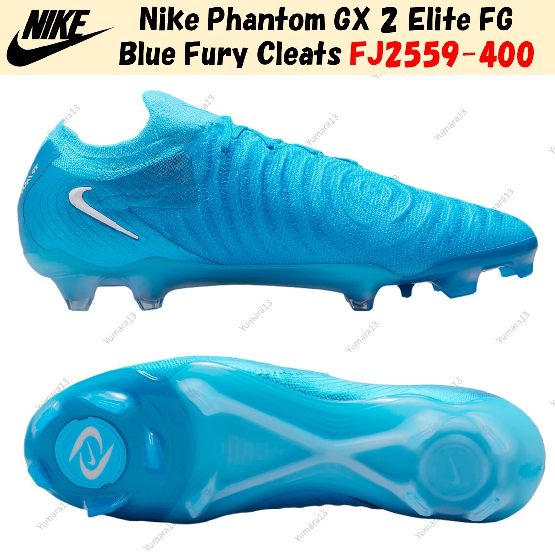 NIKE NIKE PHANTOM GX 2 ELITE FG BLUE FURY CLEATS FJ2559-400 MEN'S SIZE