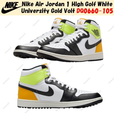 Nike Air Jordan 1 High Golf White University Gold Volt DQ0660-105 US Men's Size