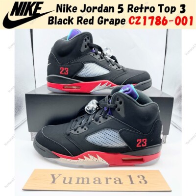 Nike Jordan 5 Retro Top 3 Black Red Grape CZ1786-001 Men's Size