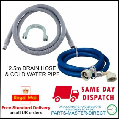FITS HOTPOINT INDESIT WASHING MACHINE 2.5M DRAIN HOSE & COLD FILL WATER PIPE pmd