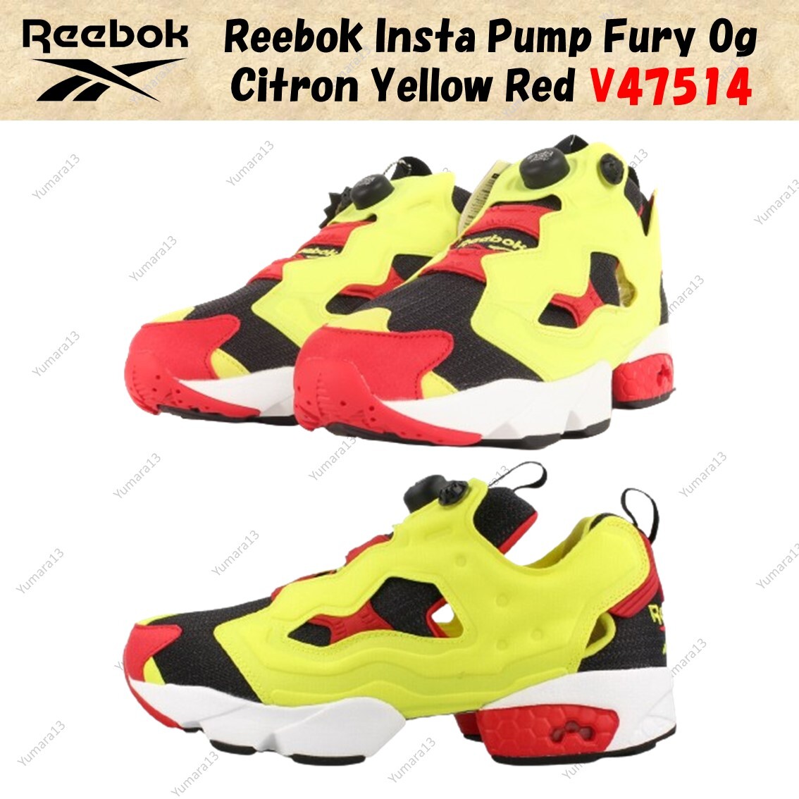 Pre-owned Reebok Insta Pump Fury Og Citron Yellow Red V47514 Us Mens 4-14