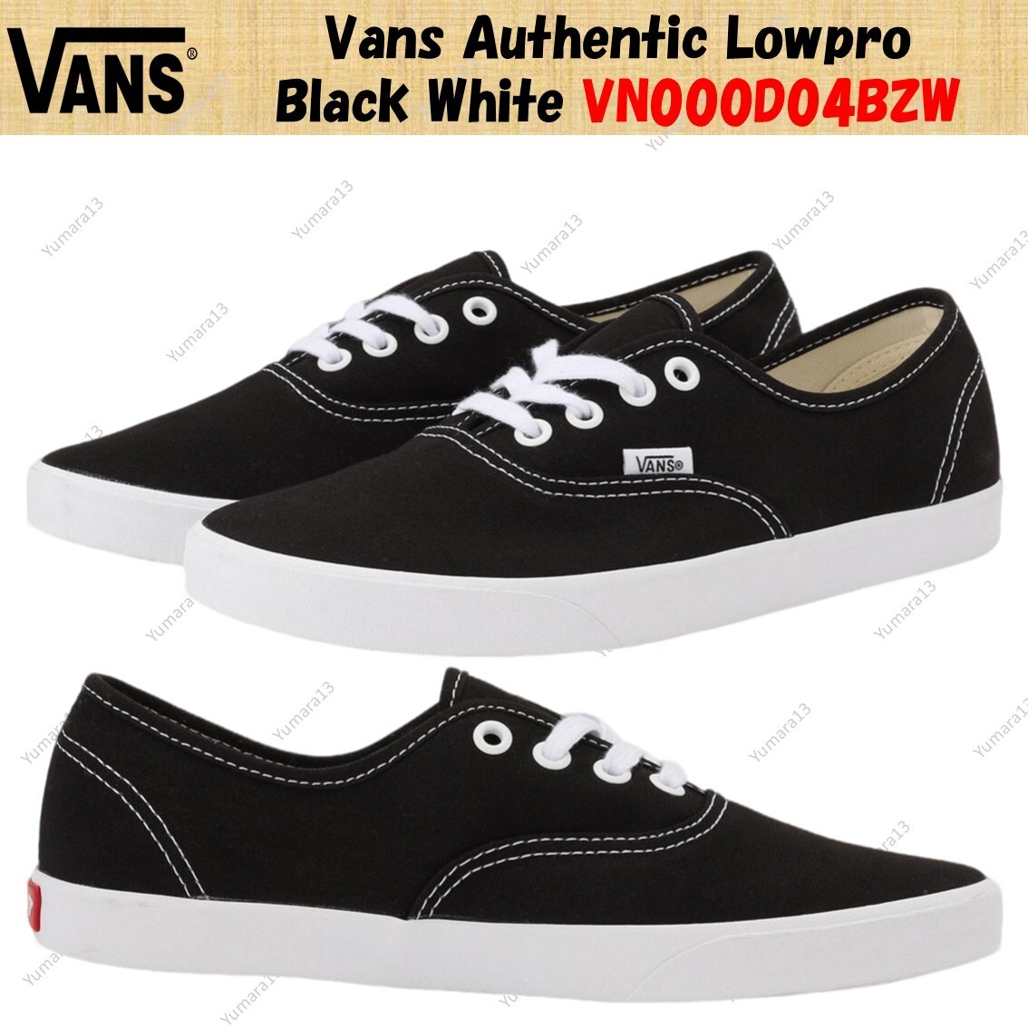 Vans Authentic Lowpro Black White VN000D04BZW Men's Size | eBay