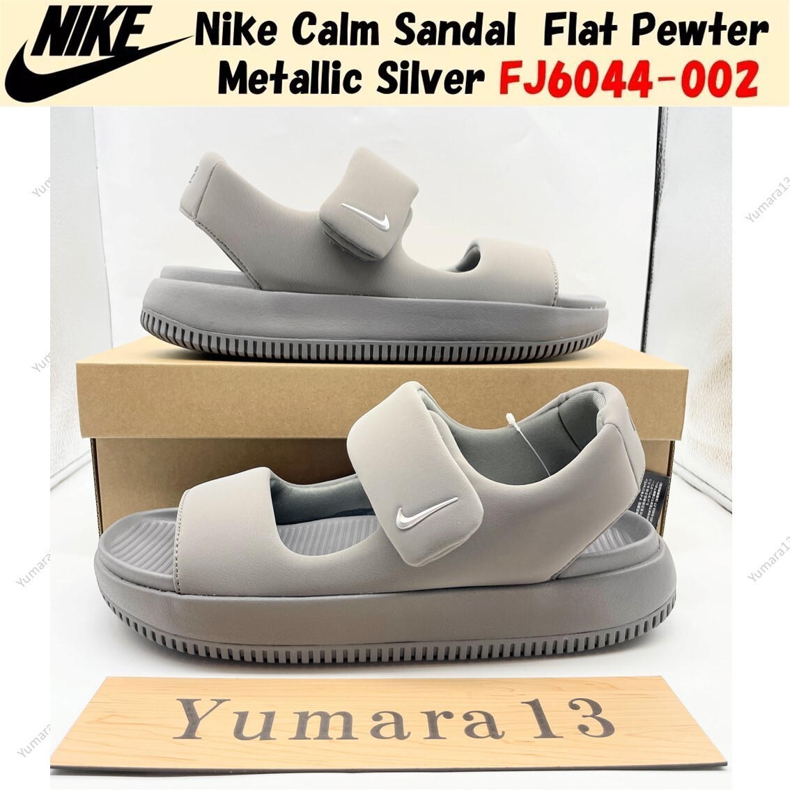 Nike Calm Sandal Flat Pewter Metallic Silver FJ6044-002