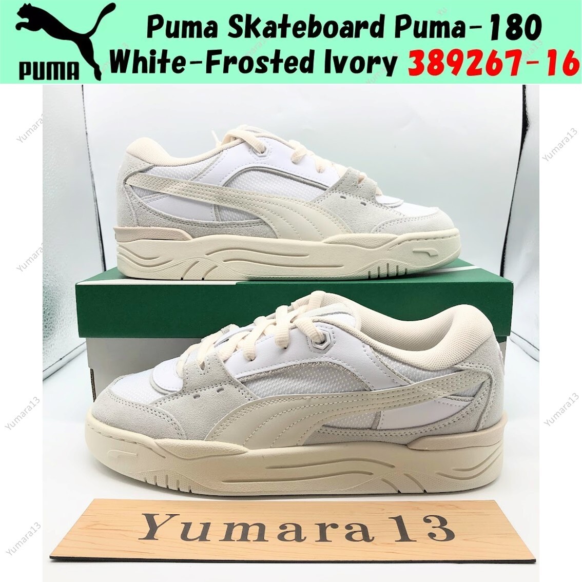 スニーカー ^PUMA^ Puma 180 White White 38926708 389267-08 Puma Skateboard Puma-180 White-Frosted Ivory 389267-16 Men's