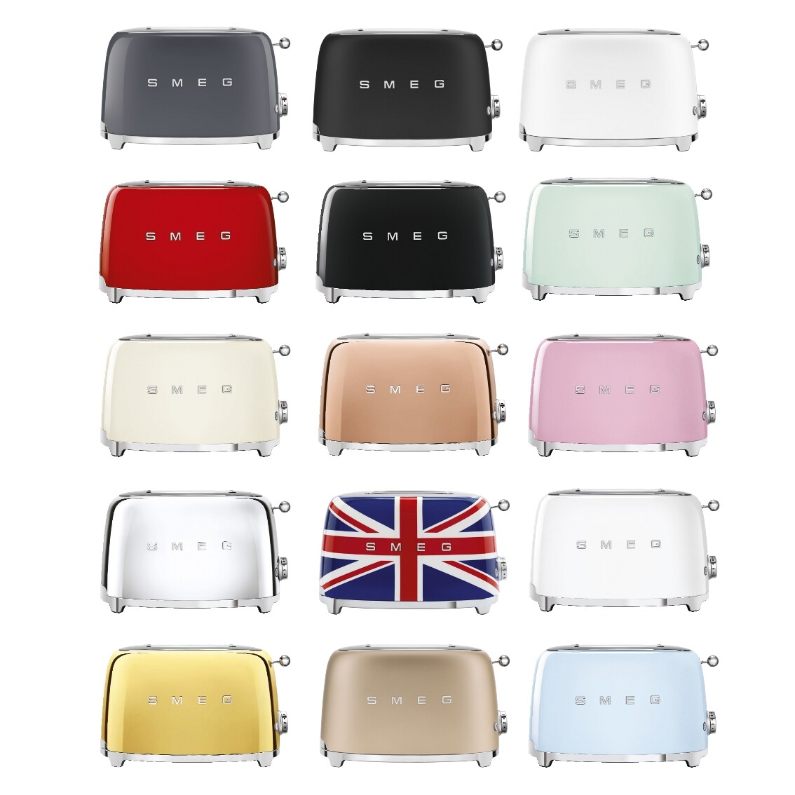 SMEG TSF01 Toaster Retro Design 50s 950W 6 Stufen Automatikprogramm alle Farben