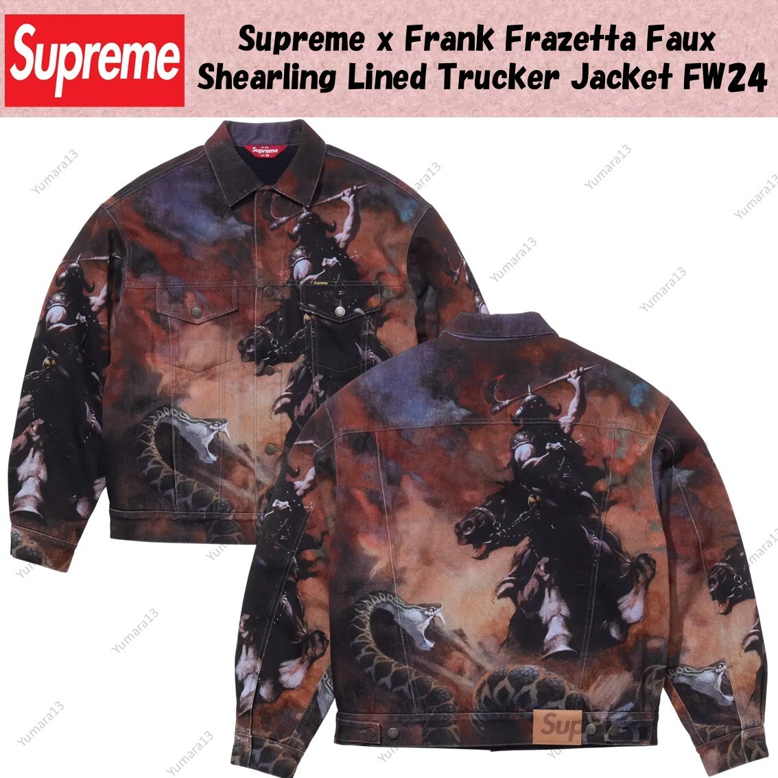 ジャケット・アウター Supreme x Frazetta Faux Shearling Lined Supreme Frank Frazetta Faux Shearling Lined Trucker Jacket