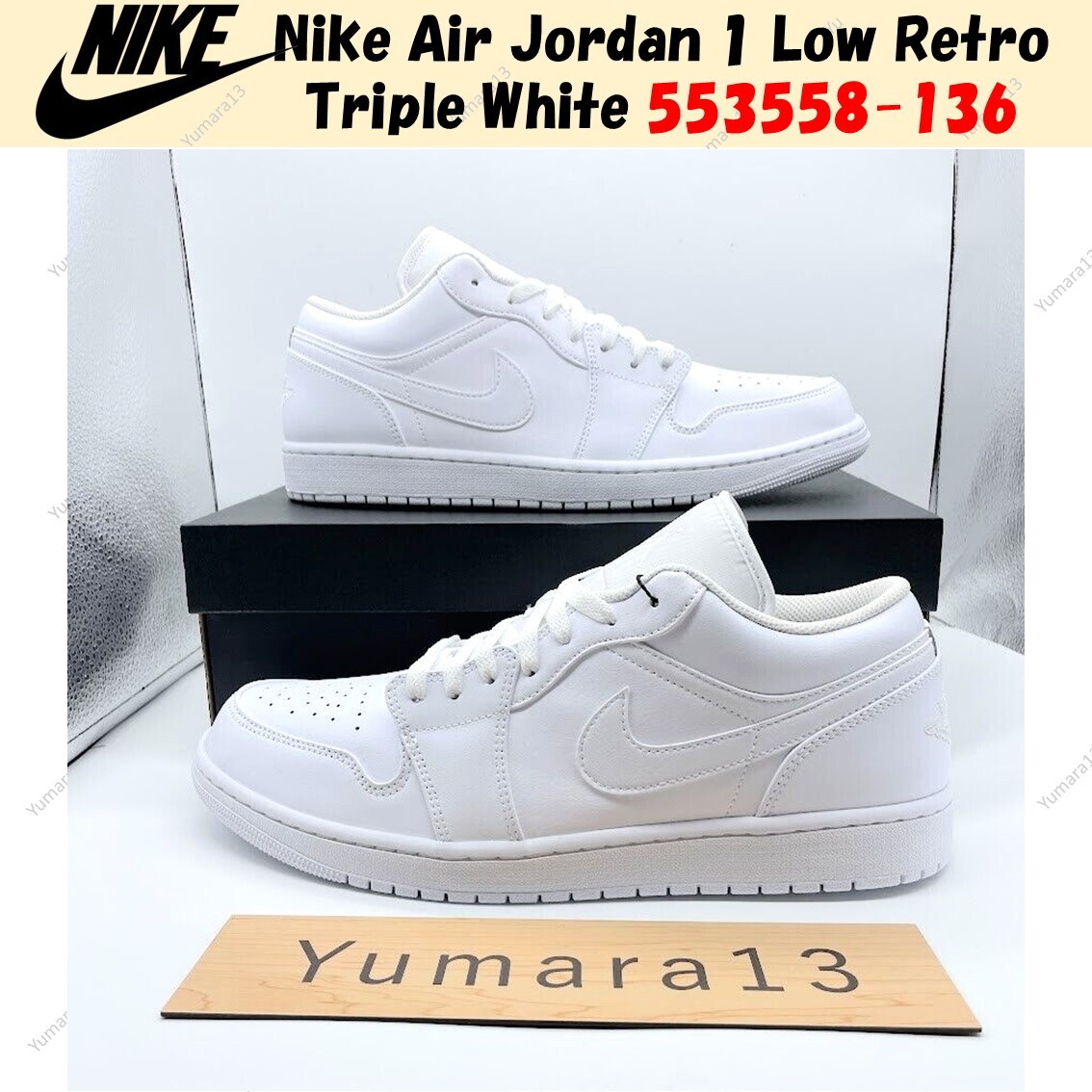 値下げ新品Nike Air Jordan 1 Low ホワイト/ネイビーUS 8 NIKE 【並行輸入品】ナイキ エアジョーダン 1 ロー ホワイト