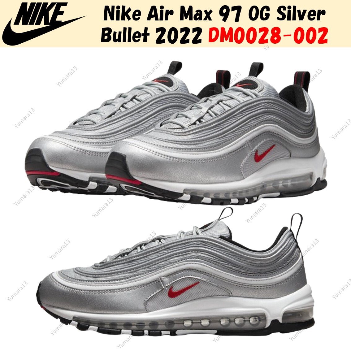 【Nike】Air Max 97 OG Silver Bullet 2022 DM0028-002 Nike Air Max 97 OG Silver Bullet 2022 DM0028-002 Men's Size